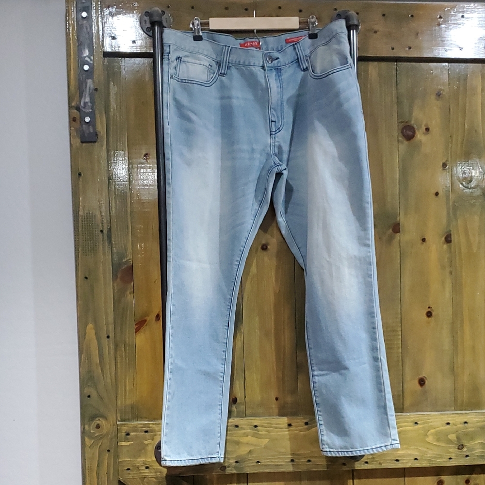 Guess Light Blue Men's Jeans 40x32 Medium Rise Tapered